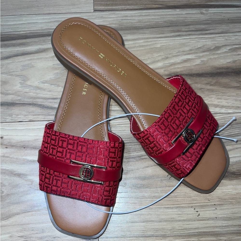 Tommy Hilfiger Red Women's Slide Sandals